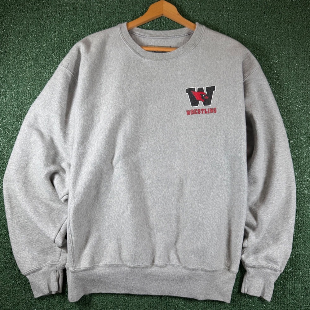 VTG Champion Sweatshirt Mens XL Gray Reverse Weave Wrestling Cardinal Graphic
